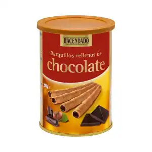 Barquillos rellenos de chocolate Hacendado Bote 0.2 kg
