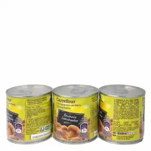 Champiñones laminados Carrefour pack de 3 unidades de 115 g.