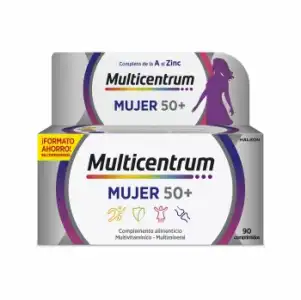 Multivitamínico y multimineral en comprimidos Mujer 50+ Multicentrum sin gluten 90 ud.