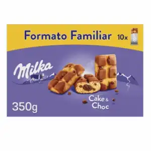 Bizcocho con pepitas de chocolate con leche y relleno de chocolate Milka 350 g.