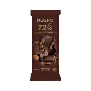 Chocolate negro 72% de cacao Hacendado con almendras enteras Tableta 0.2 kg