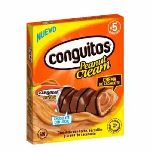 Barritas de chocolate con leche, barquillo y crema de cacahuete Conguitos sin aceite de palma 5 ud.