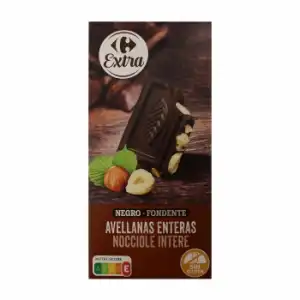 Chocolate negro con avellanas enteras Carrefour Extra sin gluten 200 g.