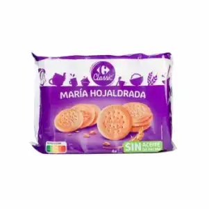 Galletas María hojaldrada Classic Carrefour sin aceite de palma 600 g.