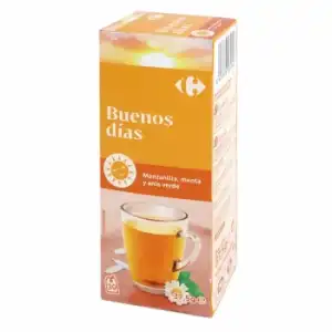 Infusión Buenos Días con manzanilla, menta y anís verde en bolsitas Carrefour 30 ud.