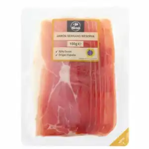 Jamón serrano reserva en lonchas Carrefour El Mercado 100 g