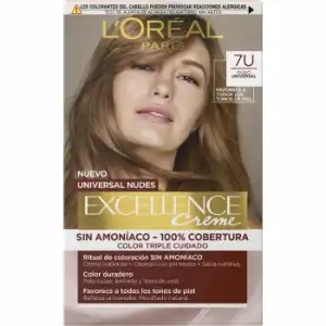 Tinte permanente sin amoniaco no 7U rubio universal Excellence Creme L'oreal Paris 1 ud.