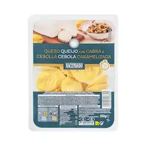 Pasta fresca Girasoles de queso de cabra y cebolla caramelizada Hacendado Bandeja 0.25 kg