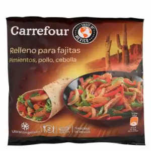 Relleno para fajitas de pimientos, pollo y cebolla Carrefour 300 g.