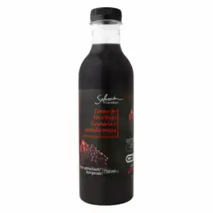 Zumo de uva roja, granada y grosella Carrefour Selección exprimido botella75 cl.