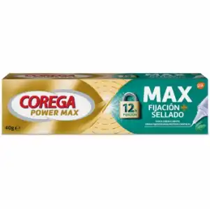 Crema fijadora para prótesis dental máxima fijación y sellado sabor menta Corega 40 g.