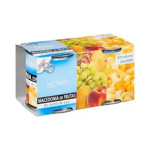 Macedonia de frutas Hacendado en zumo de uva 2 latas X 0.115 kg