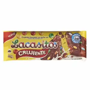 Chocolate con leche con grageas de chocolate Lacasitos sin gluten 100 g.