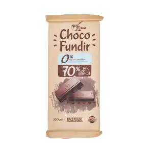 Chocolate negro 70% cacao fundir Hacendado 0% azúcares añadidos Tableta 0.2 kg