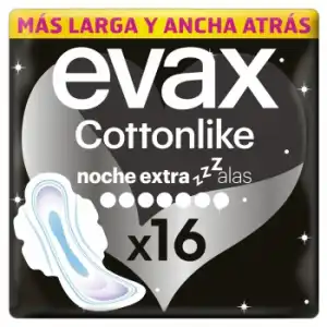 Compresas noche extra con alas Cottonlike Evax 16 ud.
