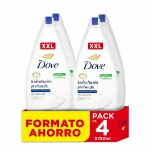 Gel de ducha hidratación profunda Dove pack de 4 unidades de 750 ml.