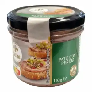 Paté de perdiz Extra Carrefour sin gluten 100 g.