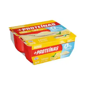 Postre lácteo +Proteínas con limón Hacendado 0% m.g 10 g proteínas 4 ud. X 0.12 kg