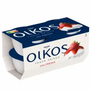 Yogur griego con fresas Danone Oikos pack de 4 unidades de 110 g.