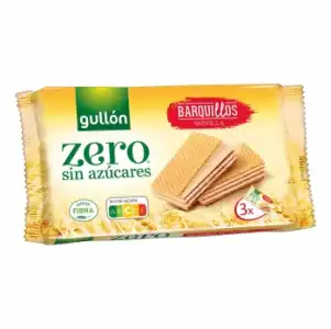 Galletas de barquillo rellenas de crema de vainilla sin azúcares Zero Gullón 180 g.