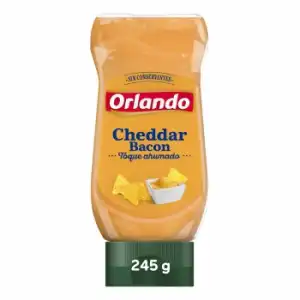 Salsa cheddar con bacon Orlando envase 245 g.