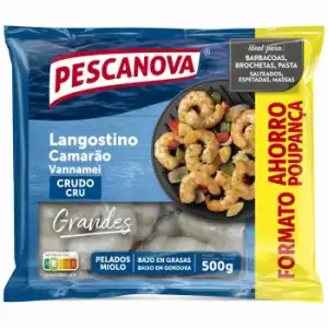 Langostino vannamei crudo pelado congelado Pescanova 500 g