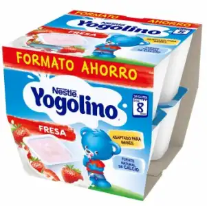 Postre lácteo fresa desde 8 meses Nestlé Yogolino sin gluten sin aceite de palma pack de 8 undidades de 100 g.