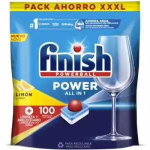 Lavavajillas a máquina en pastillas limón Power All in 1 Finish Powerball 100 ud.