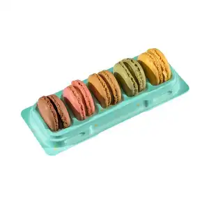 Macarons de limón, pistacho, café, fresa y chocolate Bandeja 0.055 kg