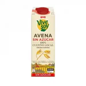 Bebida de avena plus sin azúcar Vivesoy 1 l.