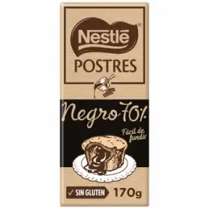 Chocolate negro 70% especial postres Nestlé sin gluten 170 g.