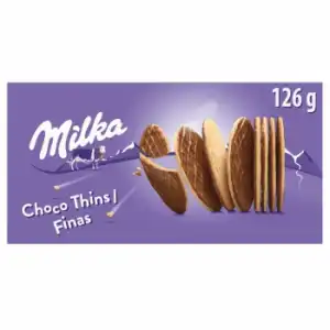 Galletas finas y crujientes recubiertas de chocolate Milka 126 g.