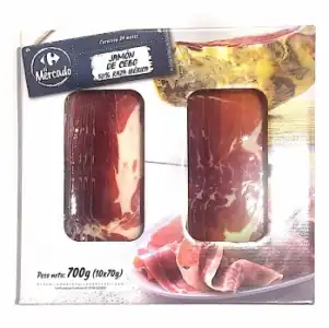 Maletín de Jamón de Cebo Ibérico 50% Raza Ibérica en lonchas Carrefour El Mercado 10 sobres de 70 g