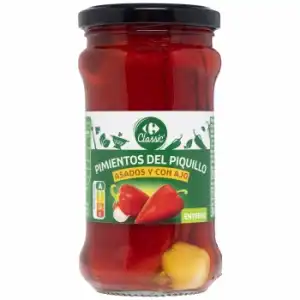 Pimiento del piquillo entero al ajillo Carrefour sin lactosa 225 g.