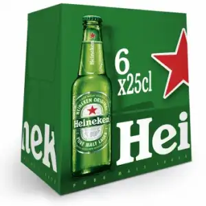 Cerveza Heineken Lager pack de 6 botellas de 25 cl.