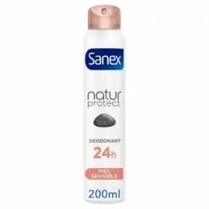 Desodorante en spray piel sensible 24h con piedra de alumbre Natur Protect Sanex 200 ml.