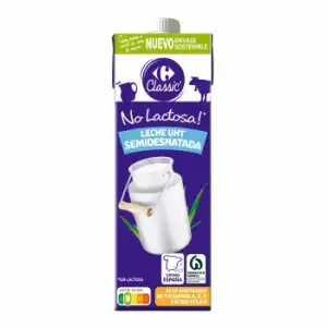 Leche semidesnatada Carrefour sin lactosa brik 1 l.