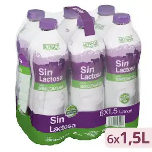 Leche semidesnatada sin lactosa Hacendado 6 botellas X 1.5 L