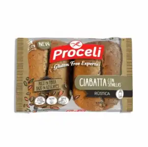 Ciabatta con semillas Proceli sin gluten y sin lactosa 120 g.