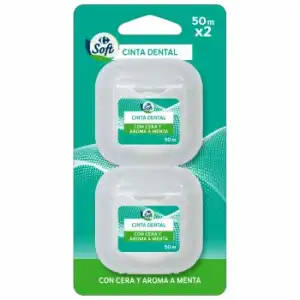 Cinta dental Carrefour Soft pack de 2 unidades de 50 m.