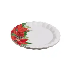 Plato decoración poinsettia Navidad Bosque Verde Paquete 10 ud