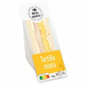 Sándwich tortilla mixto Carrefour 140 g.