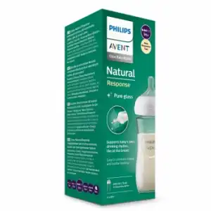 Biberón de vidrio tetina de silicona 1m+ Natural Response Philips Avent 240 ml.
