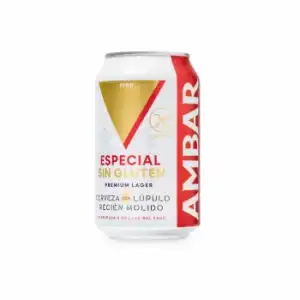 Cerveza Ambar Lager especial sin gluten lata 33 cl.