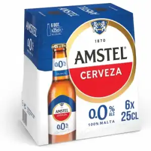 Cerveza Amstel 0,0 alcohol pack 6 botellas 25 cl.