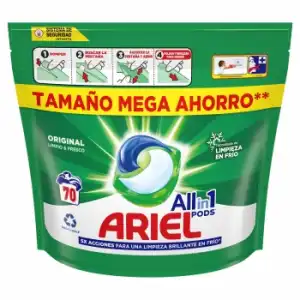 Detergente en cápsulas Todo En Uno Pods Ariel 70 ud.