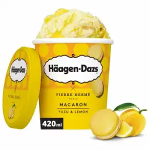 Helado de crema de limón con salsa de limón yuzu y trocitos de macaron Häagen-Dazs 420 ml.