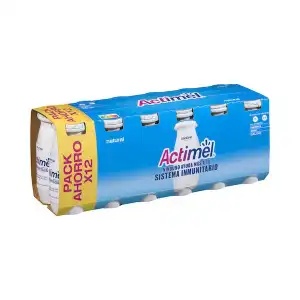 Bebida láctea natural Actimel 12 mini botellas X 0.1 kg