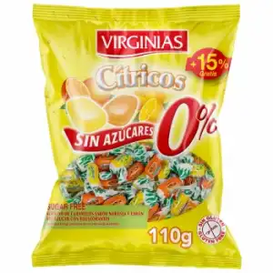 Caramelos sabor cítricos sin azúcar Virginias sin gluten 110 g.