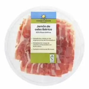 Jamón de Cebo Ibérico 50% Raza Ibérica en lonchas Calidad y Origen Carrefour 80 g